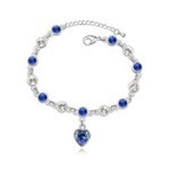 Cristal autrichien blanc et bleu marine avec breloque cœur Bracelet Swarovski Elements Crystal 1