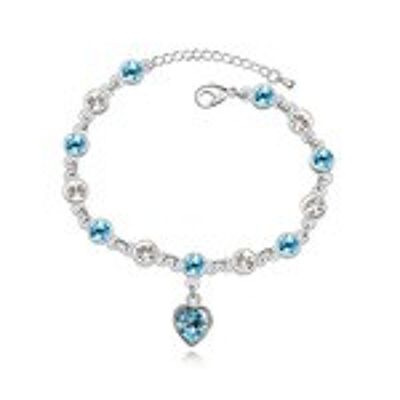 Cristal autrichien blanc et bleu avec breloque cœur Bracelet Swarovski Elements Crystal