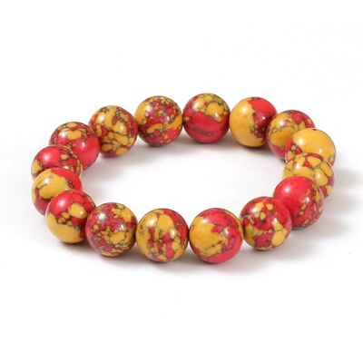 Dehnbares Armband aus synthetischem Türkis in Rot und Gelb, ideales Geschenk zum Muttertag
