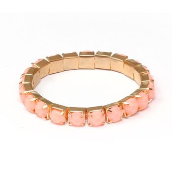 Bracelet Extensible Strass Acrylique Rose Perle avec Perles Strass Montee