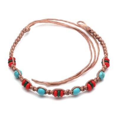 Bracelet en cordon de cire ajustable tressé de perles vibrantes faites à la main