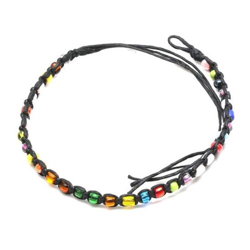 Handmade colourful beads adjustable wax cord bracelet