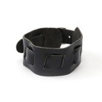 Bracelet unisexe noir en cuir organique entrelacé avec boucle idéal pour homme et femme 1