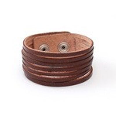 Bracelet unisexe marron en cuir bio tranché idéal pour homme et femme