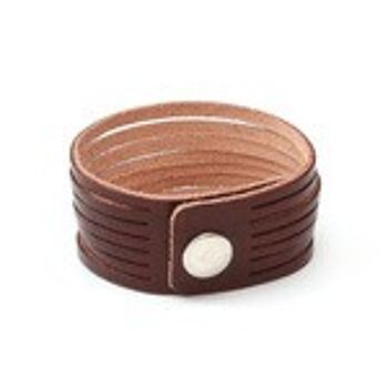 Bracelet unisexe marron en cuir bio tranché idéal pour homme et femme 2