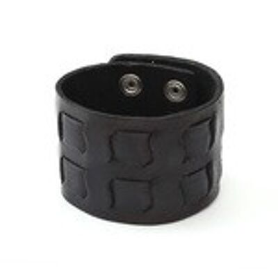 Bracelet en cuir organique noir forteresse unisexe idéal pour homme et femme