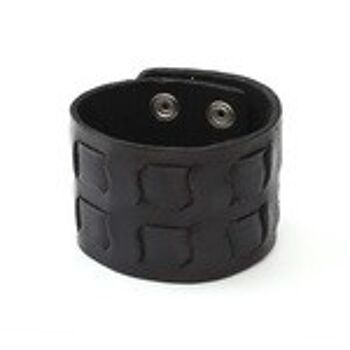 Bracelet en cuir organique noir forteresse unisexe idéal pour homme et femme 1