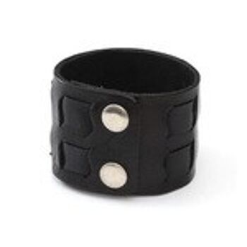 Bracelet en cuir organique noir forteresse unisexe idéal pour homme et femme 2