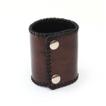Bracelet unisexe en cuir bio marron avec bord cordon wax idéal pour homme et femme 2