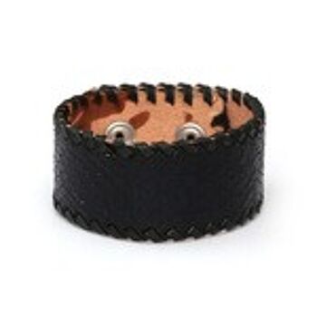 Bracelet unisexe en cuir bio noir idéal pour homme et femme 1