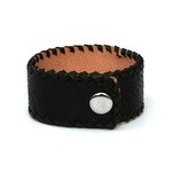 Bracelet unisexe en cuir bio noir idéal pour homme et femme 2