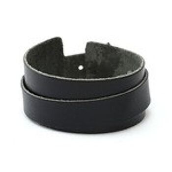 Bracelet unisexe en cuir organique double couche noir avec boucle idéal pour homme et femme 1