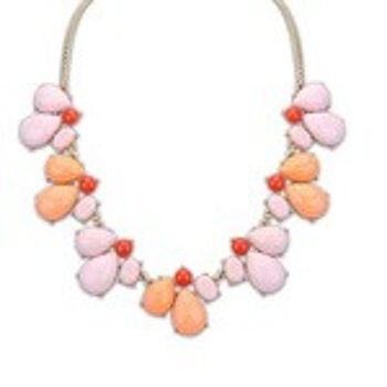 Collier goutte rose et orange avec chaîne dorée 1