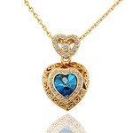 18ct gold plated with blue Swarovski Elements Crystal heart pendant necklace