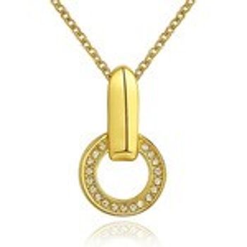 Collier pendentif cercle ouvert plaqué or 18 carats avec CZ 1