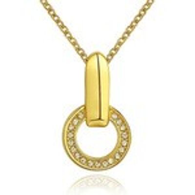 18ct gold plated with CZ open circle pendant necklace