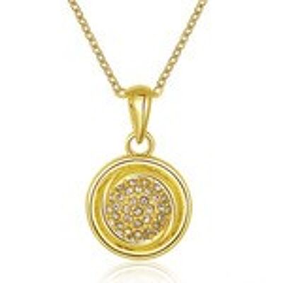 Collier pendentif rond plaqué or 18 carats avec CZ