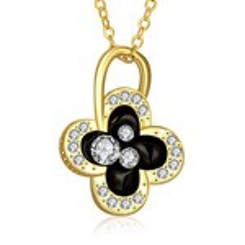 18ct gold plated with CZ flower pendant necklace