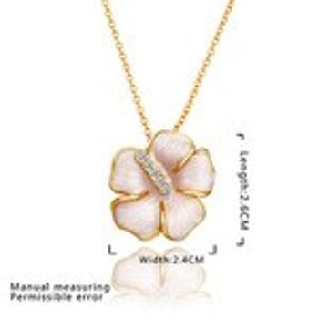 Collier pendentif fleur d'hibiscus plaqué or rose 18 carats avec CZ 3