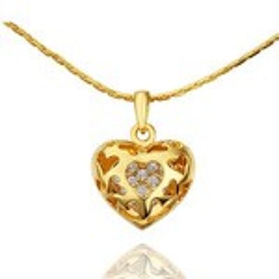 Collier pendentif coeur plaqué or 18 carats avec CZ