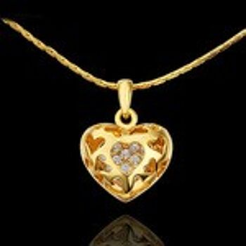 Collier pendentif coeur plaqué or 18 carats avec CZ 3