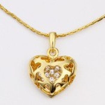 Collier pendentif coeur plaqué or 18 carats avec CZ 5