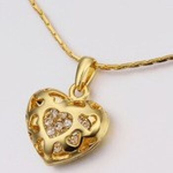 Collier pendentif coeur plaqué or 18 carats avec CZ 6