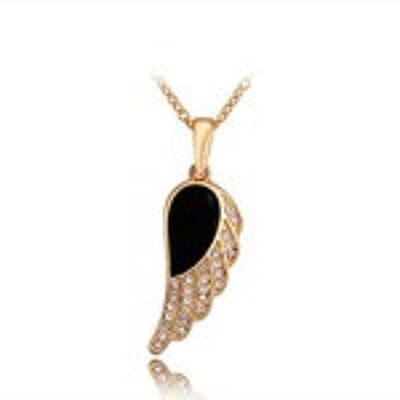 18ct gold plated with CZ angel wing pendant necklace