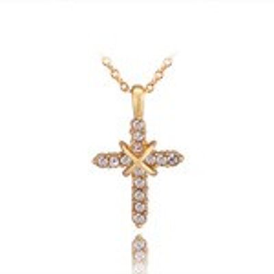 18ct gold plated with CZ cross pendant necklace