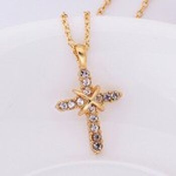 Plaqué or 18 carats avec pendentif croix CZ 4