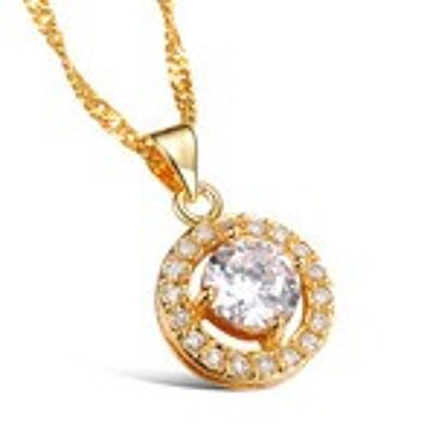 18ct gold plated with round CZ pendant necklace