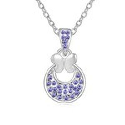 Collana placcata oro con cristallo austriaco viola e ciondolo farfalla