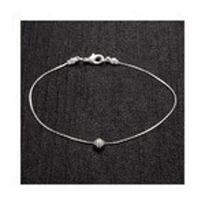 Simple crystal charm silver-tone anklet