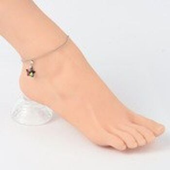 Ravissant bracelet de cheville à breloques argentées avec étoile colorée en perles de verre à facettes 2
