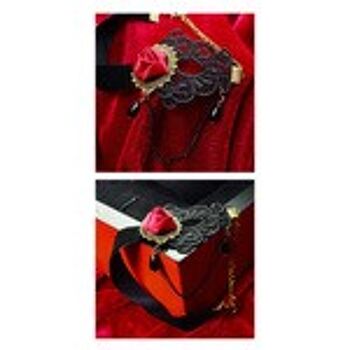 Dentelle noire de style gothique vintage avec bracelet de cheville ajustable à fleurs rouges 3