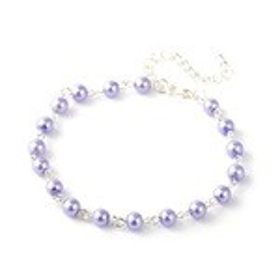 Bracelet de cheville perle de verre violet moyen