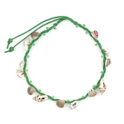 Coquillages faits à la main avec cordon de cheville en cire de perles vertes