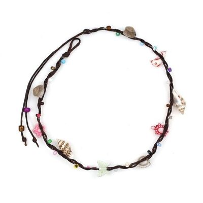Coquillages faits à la main avec des perles multicolores Bracelet de cheville en cordon ciré