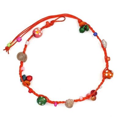 Coquillages faits à la main avec des perles en bois multicolores Bracelet de cheville en cordon ciré