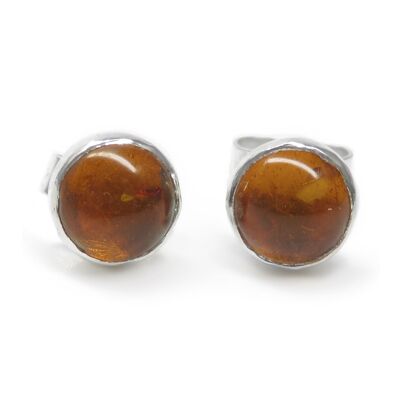Boucle d'oreille en argent sterling ambre, pierre de 6 mm