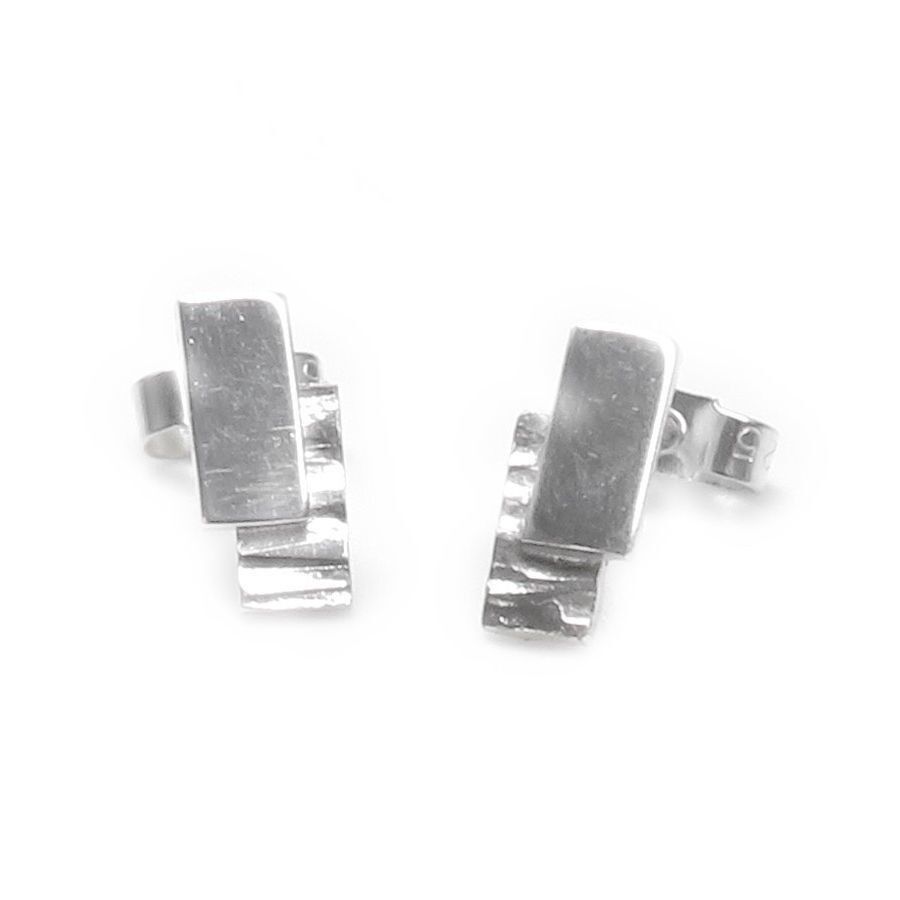 Orecchini rettangolari in argento sterling testurizzato