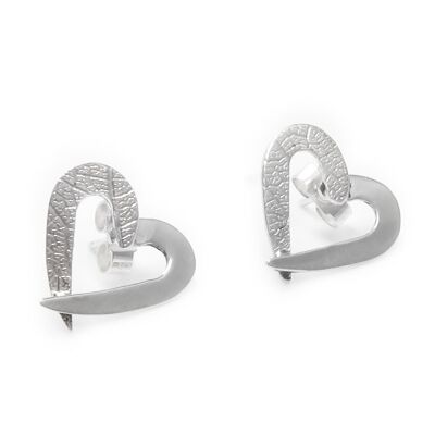 Textured Hearts Sterling Silver Earrings