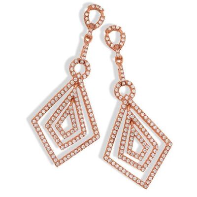 Boucles d'Oreilles CZ Fantaisie enduites de Rose Micro Pavé