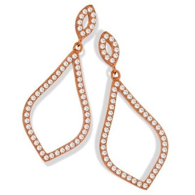 Aretes colgantes con circonitas cúbicas en forma de pera y micro pavé de rosas (109907)