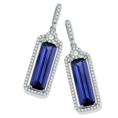 Micro Pavé Blue Centre Drop CZ Earrings