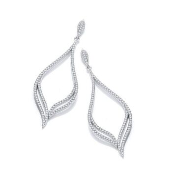 Boucles d'oreilles en forme de larme à double rangée de micro-pavé avec oxyde de zirconium