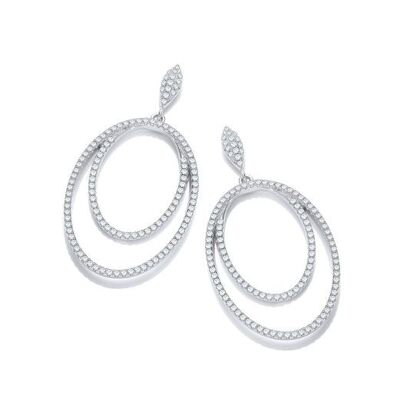 Micro Pavé Double Oval Drop CZ Ohrringe