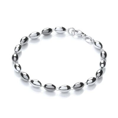 Bracciale con perle ovali in argento e rutenio