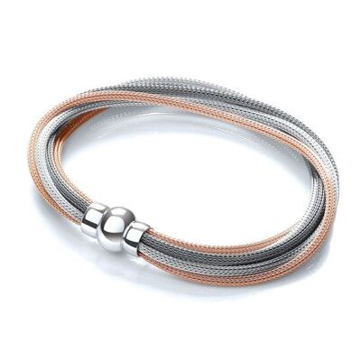 3 Tone (Rose, Silver & Ruthenium) Mesh Bracelet