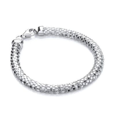 Bracelet en maille de couleur argent en forme de D